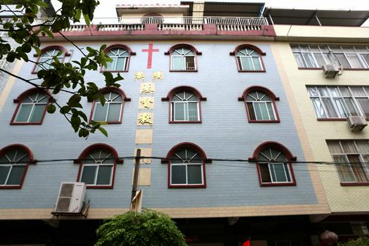 The outer view of the Litang Church of Binyang County in Nanning City, Guangxi Province
