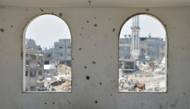 Windows in Shejaiya, a neighborhood of Gaza City that was hard hit by the Israeli military during the 2014 war.