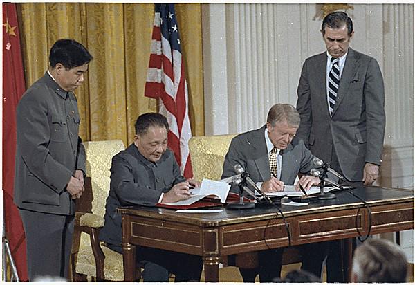 On Jan. 31, 1979, Chinese Vice Premier Deng Xiaoping and U.S. President Jimmy Carter signed historic diplomatic agreements between China and the United States.