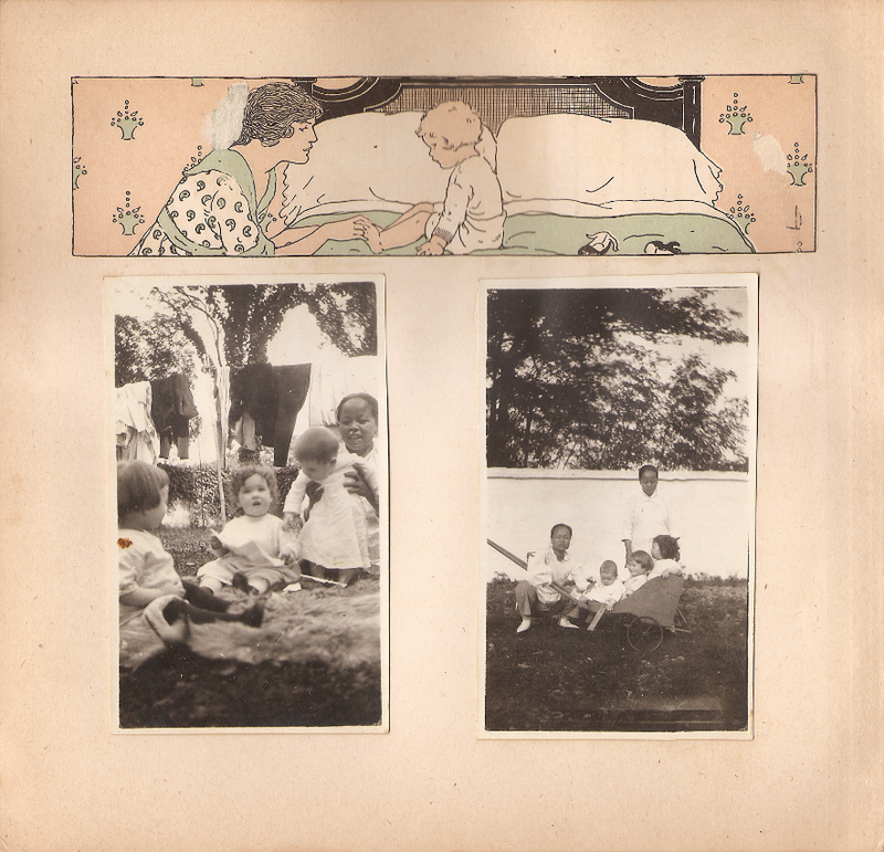 The first photo: Mary Alice Touchstone and Joseph Cary Touchstone with Suzhou amah who took care of the Touchstone children; the second photo: unknown amahs, Joseph Cary Touchstone, an unknown child, and Mary Alice Touchstone