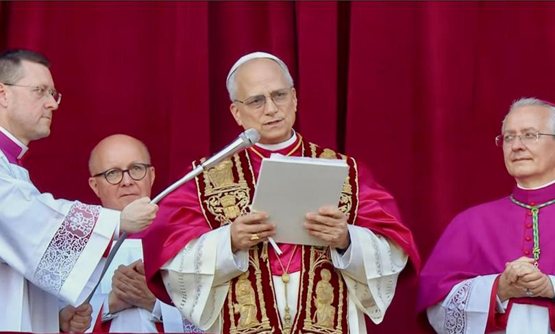 Cardinal Robert Prevost made his first speech as Pope Leo XIV on the balcony of St. Peter's Basilica, shortly after being elected pontiff of the Roman Catholic Church, at the Vatican, Thursday, May 8, 2025.