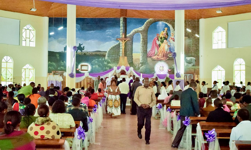Sunday service at Tokeo la Bwana (Burka) Catholic Church in Arusha, Tanzania.