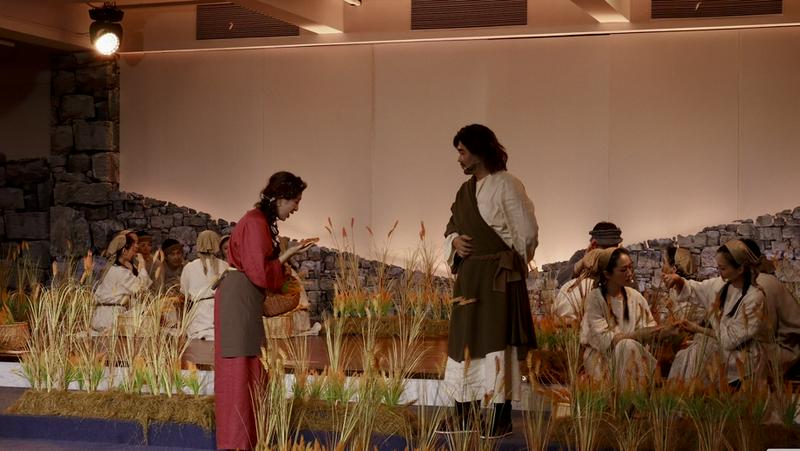 This photo captures the scene of Ruth and Boaz meeting in a wheat field during the musical at Qiaocheng Church in Shenzhen, Guangdong Province, on May 10, 2025.