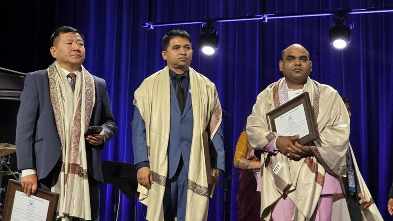 President Shan Rai, General Secretary Raju Ramdam, and Treasurer Gobar Biswa (from left to right).