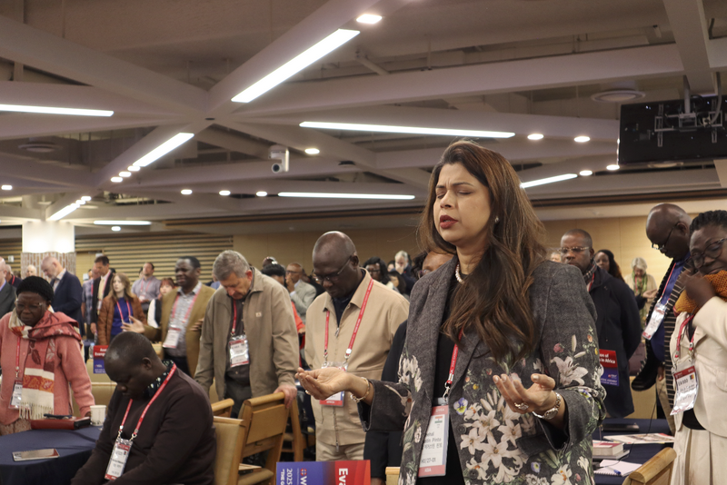 Christian leaders worldwide prayed together during the Asia regional prayer meeting at the 14th World Evangelical Alliance (WEA) General Assembly in Seoul, on October 28, 2025.