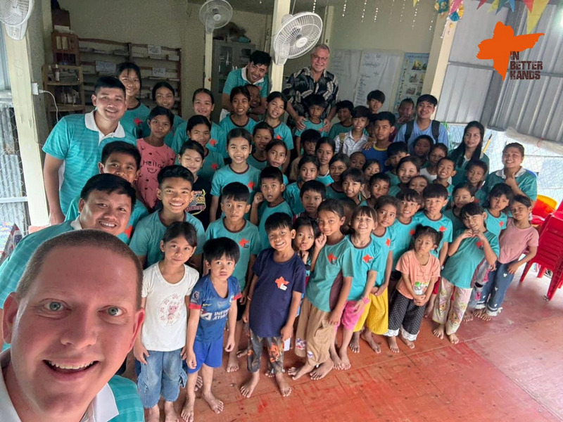 Seth with the rescued children in the Cambodia branch of In Better Hands Ministry