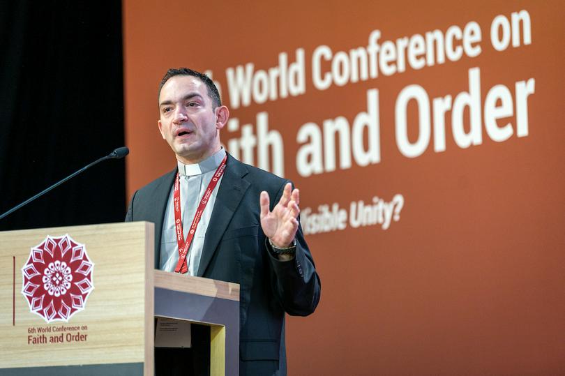 Rev. Dr Sotiris Boukis introduced a plenary on The Triune God and the Identity of the Church held at the World Council of Churches Sixth World Conference on Faith and Order on October 25, 2025, in Wadi El Natrun, Egypt.
