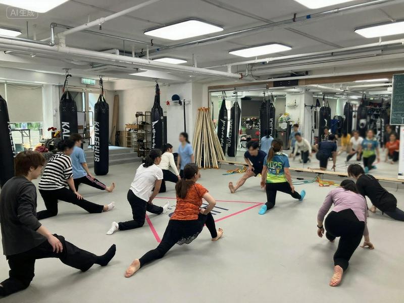 A photo of trainees having a fitness class in Pastor Ni's gym church on an unknown day.