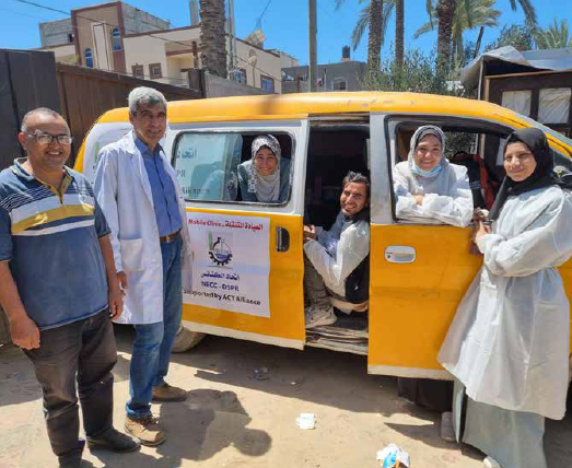 DSPR carried out the outreach and mobile services program (mobile clinic) in the southern Gaza Strip on an unknown day after the launch on May 13, 2024.