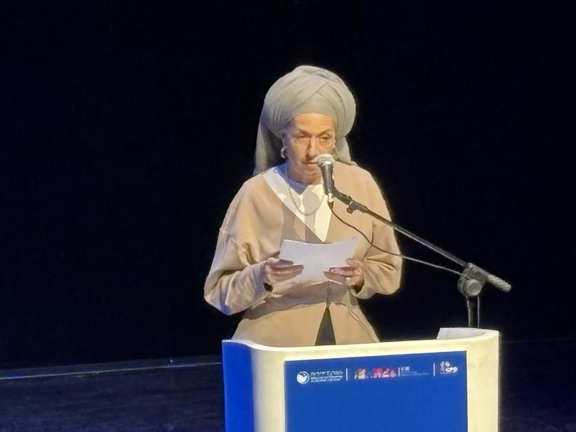 Ditsa Or shared her personal story of her captivated son Avinatan Or back home during the seventh Christian Media Summit in Jerusalem, Israel, on November 4, 2025.