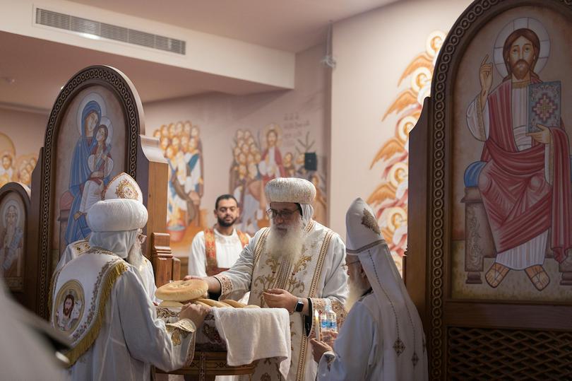 H.E. Bishop Abraham presided over Holy Communion during Sunday worship at the WCC Sixth World Conference on Faith and Order in Wadi El Natrun, Egypt, on October 26, 2025.