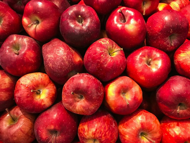 A bunch of red apples