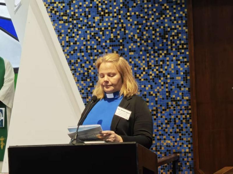 Rev. Miriam Sporn, German-speaking Evangelical Lutheran Congregation in Hong Kong, read the Gospel during the service on January 22, 2026. 