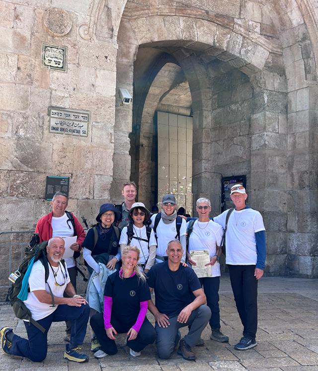 On May 5, 2026, eight pilgrims arrived at Jaffa Gate in Jerusalem’s Old City after completing the W2J (The Way to Jerusalem) pilgrimage route — walking 111 kilometers over six days from the Port of Jaffa to Jerusalem.