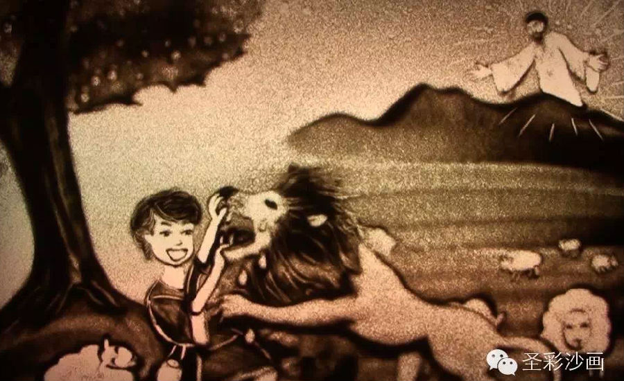 David beats the Lion David beats the lion in his youth