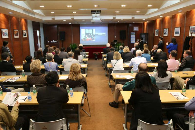 General Secretary Mr Qiu Zhonghui gives an introduction of the Amity Foundation to the visitors