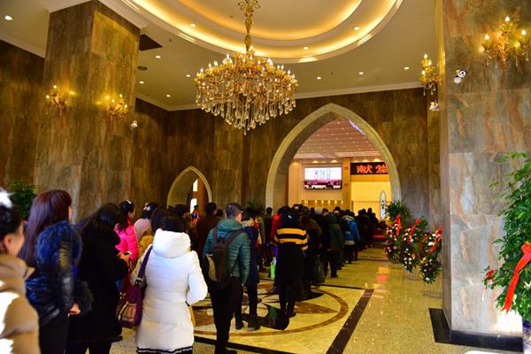 After the ritual of door-opening, the congregation walk into the church 