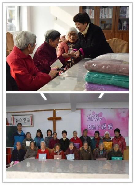 The church staff distributes the funds to some aged believers