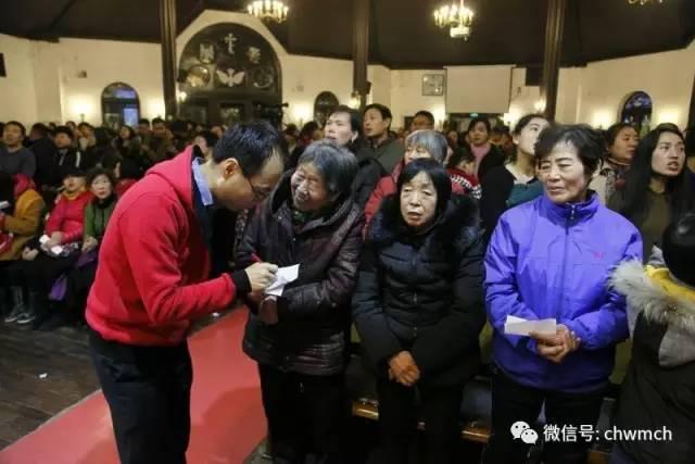 Church staff collect New Convert's info.