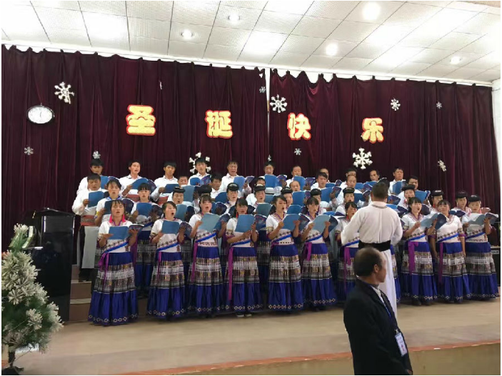 The choir of "Small Well" Church presents songs to praise the Lord