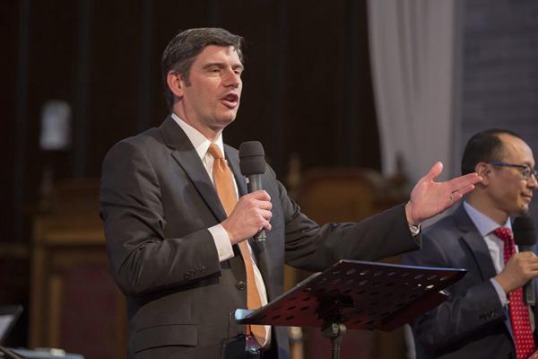 Will Graham preaches in the Dushu Lake Church on Feb. 18, 2017