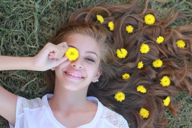 Girl and Flowers
