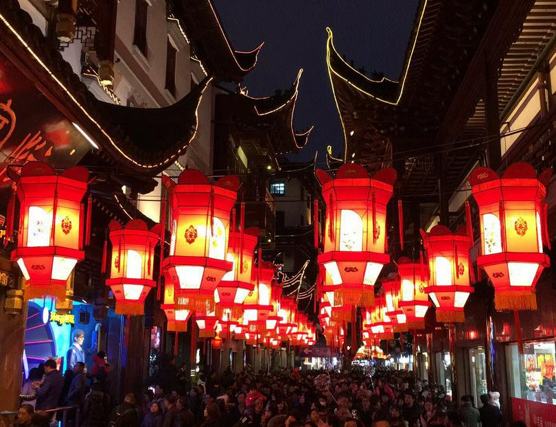 The renowned Yu Garden lantern show, annually held during the Chinese New Year holiday in Shanghai