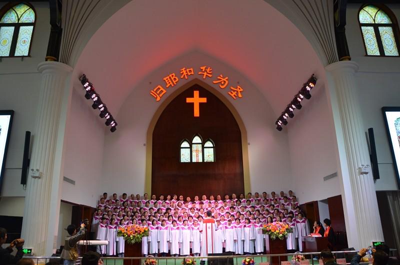 The church choir gave hymns on April 20, 2018.