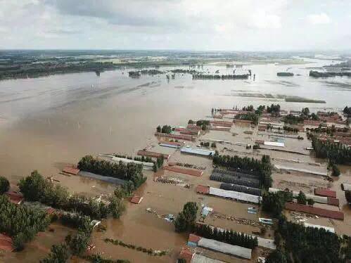 A village in Shouguang, Shandong, flooded.