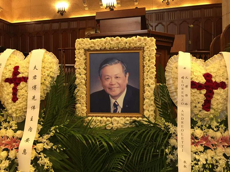 The portait of Elder Fu Xianwei was placed before the altar of Shanghai Moore Memorial Church on Sept 6, 2018.