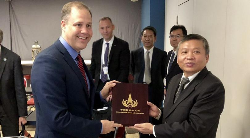 NASA Administrator Jim Bridenstine met with CNSA Administrator Zhang Kejian during the International Astronautical Congress 