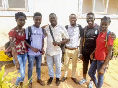 Daniel Djin-ale (third from left) plans to begin a Friday-night Bible study to develop into a Mennonite congregation. 