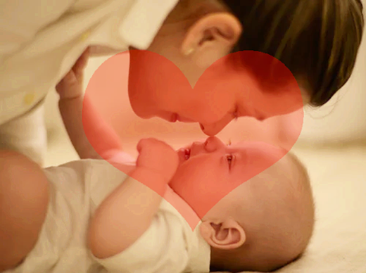 A mother shows intimacy to a child. 