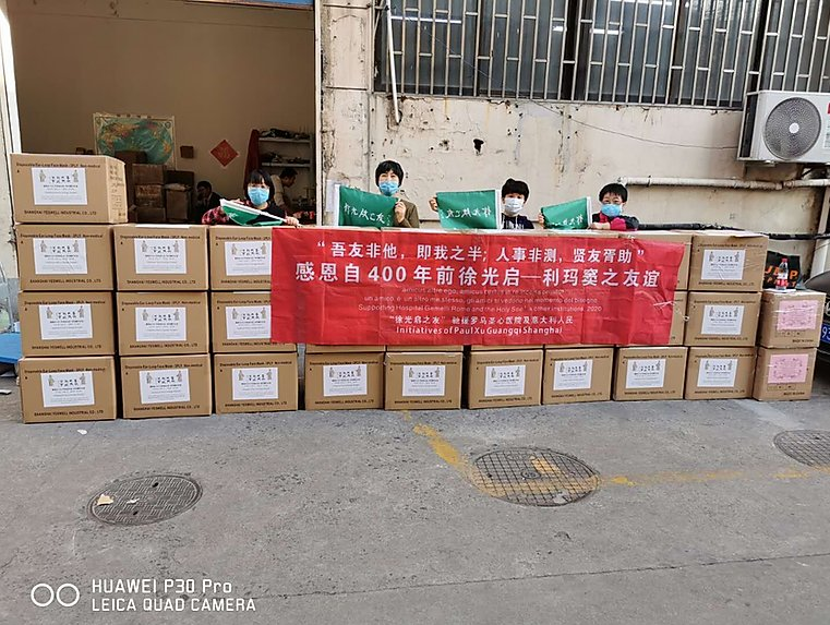 Supplies purchased by "Initiatives of Paul Xu Guangqi" were ready to be sent to Italy in March.