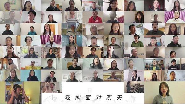 The video hymn "Because He Lives" performed by choirs of Guangzhou Shifu Church