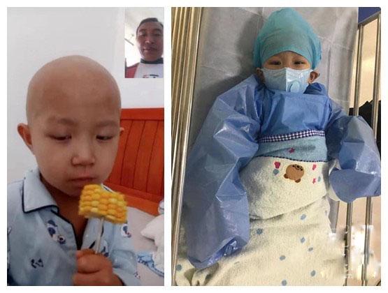 An adopted boy Tian'en who suffered from thalassemia is receiving treatment.