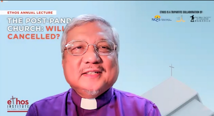 Singaporean Bishop Emeritus Dr Robert Solomon gave a virtual speech entitled “The Post-Pandemic Church: Will It be Cancelled?” on October 28, 2021.