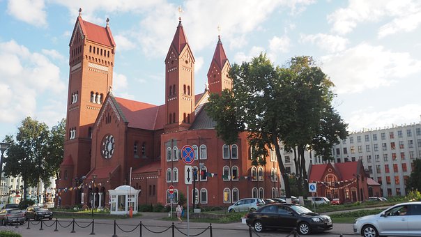 The Red Church in Minsk, Belarus