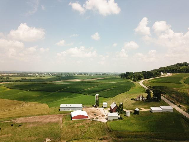 An aerial view of a village