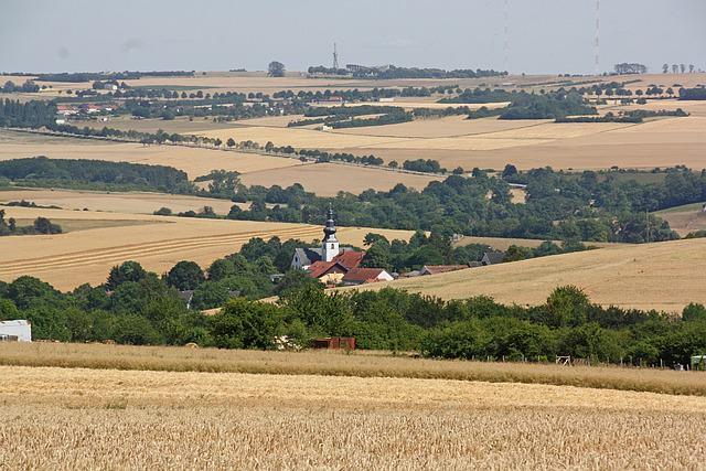 A picture shows some houses in the plain.