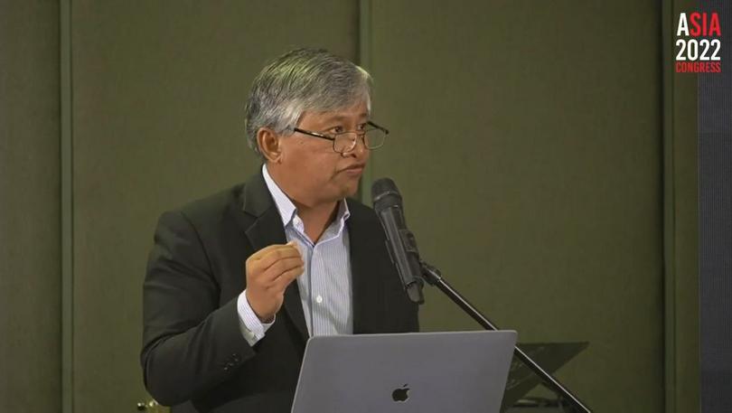Chansamone Saiyasak, president of Mekong Evangelical Mission, Thailand, spole at Asia 2022 Congress' Plenary 6 titled “Penetrating Asia's cultural heartlands with the Gospel” on October 20, 2022.