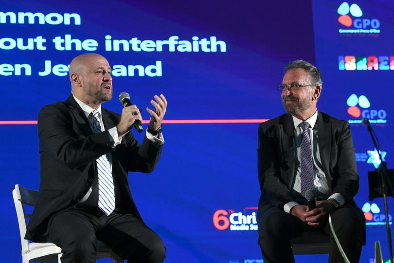 Rabbi David Rosen and Bishop Robert Stearns spoke in a panel discussion titled “Revealing the Interfaith Relationship Between Jews and Christians” held at the sixth Christian Media Summit hosted by the Israeli Government Press Office in Jerusalem on December 11, 2022.