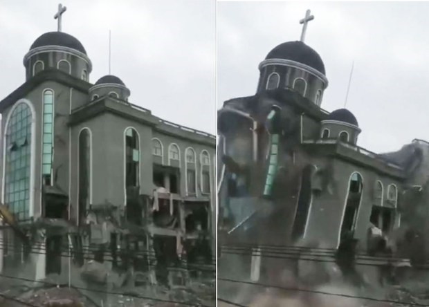 Nangang Church in Nangang Village, Feiyun Street, Ruian City, Wenzhou City, Zhejiang Province was demolished on January 11, 2023. 